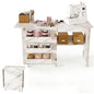4-in-1 Folding Sewing Table with Storage (45 Inch) | Sewing Desk Foldable with Lockable Wheels & Power Socket, Sewings Machine Cabinet & Craft Desk with Shelves, Compact Design - color: White, size: 45 Inch
