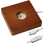 Wooden LED Light Base Display Lighted Base for Crystals - Brown Square Wood Display Lighted Bases Pedestal Stand for Room Office Home Decor