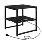 Tatub 20IN Black End Table with Charging Station & USB Ports Outlets | Versatile Mini Fridge Table Printer Stand Nightstand for Bedroom Living Room - color: Black