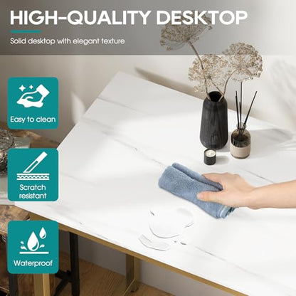 BestOffice Computer Desk,Home Office Desk, Modern Simple Style for Home Office Study Writing (Gold, 47 Inch) - color: Gold, size: 47 Inch
