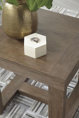 Signature Design by Ashley Cariton Contemporary Oversized Square End Table, Grayish Brown - color: Gray Brown