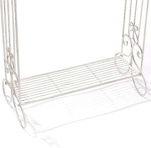 Standing Metal Towel Organizer & Drying Rack with Shelf - Freestanding for Bath, Hand & Wash Towels