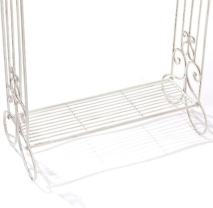 Standing Metal Towel Organizer & Drying Rack with Shelf - Freestanding for Bath, Hand & Wash Towels