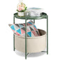 danpinera Small Round Side Table with Storage Basket, Removable Tray Top | Metal End Table for Small Space, Living Room, Bedroom, Nursery, Laundry, Modern Nightstand with Removable Tray, Green - color: Dark Green