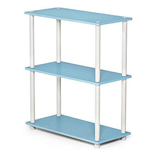 Furinno TURN-N-TUBE Storage Shelves, 3-Tier Book Shelf, Corner Shelf, Toolless Open Shelves, for Organization and Storage, Living Room, Garage, Home Office, Light Blue - color: Light Blue/White, size: 3-Tier Round Tube