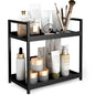 2-Tier Bathroom Countertop Organizer Multifunctional Vanity Tray Cosmetic and Makeup Storage Rack Kitchen Spice Shelf Freestanding Organizer (Black) - color: Black