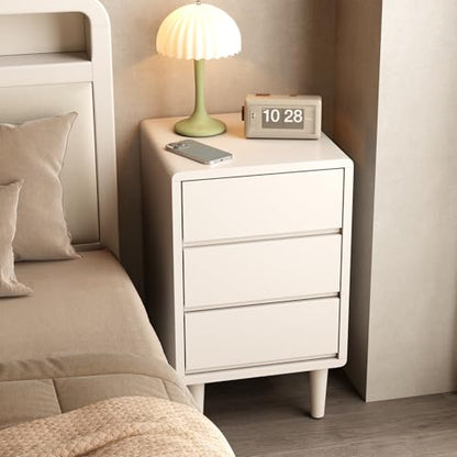 Tall Nightstand White Night Stand with 3 Drawers Mid Century Modern Nightstand with Storage,Solid Wood Night Stand,Small Bedside Table for Bedroom,Living Room,Office,White Bedside Table - color: White, style: 3 drawers