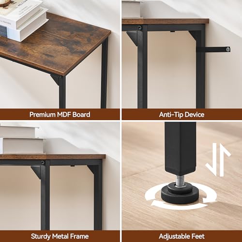 Console Table, Narrow Entryway Table, Thin Sofa Table, Behind Couch Table,for Hallway, Bedroom, Living Room, Foyer, 11.8 x 39.4 x 31.5 Inches, Rustic Brown - size: 11.8" W x 39.4" D, style: Ordinary