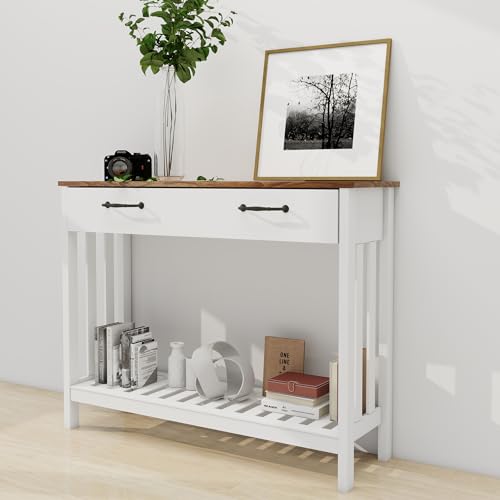 TaoHFE Farmhouse Narrow Console Table Modern Wooden,Living Room Tables Narrow Side Tables for Entryway,Entry Table with Storage Hallway SideTable with Drawers - color: Oak