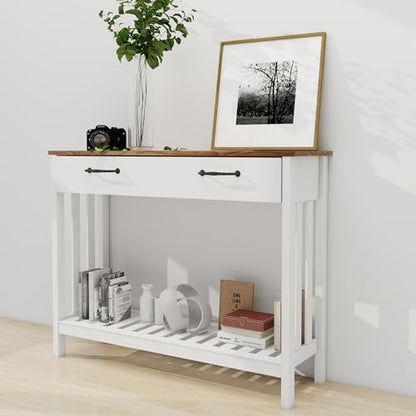 TaoHFE Farmhouse Narrow Console Table Modern Wooden,Living Room Tables Narrow Side Tables for Entryway,Entry Table with Storage Hallway SideTable with Drawers - color: Oak
