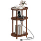 HOOBRO Small Side Table with Charging Station, 3-Tier Oval Bamboo End Table, Accent Table, Compact Sofa Bedside Table for Small Space, for Living Room, Bedroom, Apartment, Mocha MA177UBZ01 - color: Mocha