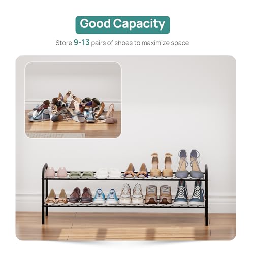 viewcare 2-Tier Shoe Rack for Closet, Extra Long Shoe Rack for Entryway & Garage, Sturdy Metal Construction, Shoe Organizer Holds 9-13 Pairs - size: 2-Tier(Extra Long)