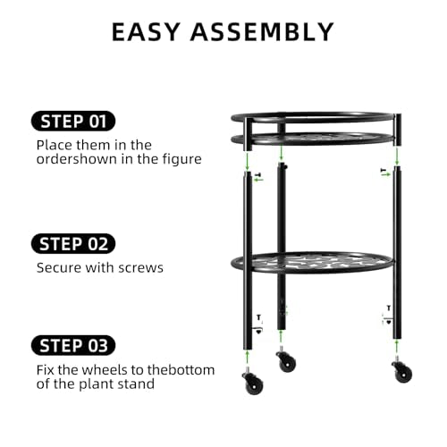 2 Tier Heavy Duty Rolling Plant Stand, 2 Pack Black | Indoor & Outdoor,150 lbs Capacity, Easy Move Cart, Balcony, Patio, Garden,Planter with Wheels - color: black