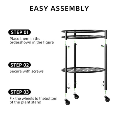 2 Tier Heavy Duty Rolling Plant Stand, 2 Pack Black | Indoor & Outdoor,150 lbs Capacity, Easy Move Cart, Balcony, Patio, Garden,Planter with Wheels - color: black