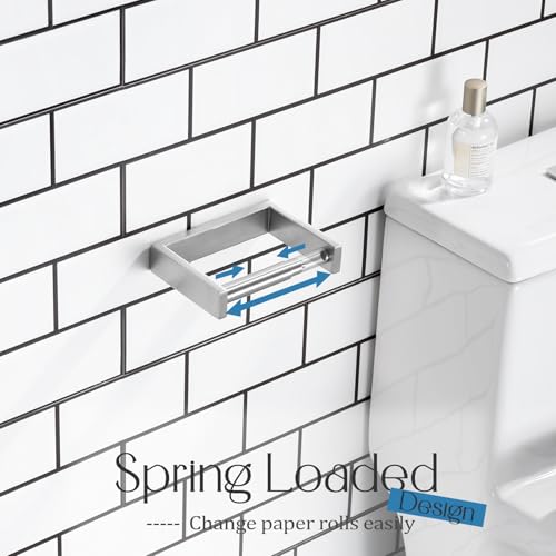 KOKOSIRI Toilet Paper Holder Spring Loaded Bathroom Toilet Roll Holder Wall Mount Stainless Steel Brushed Nickel B2011BR - color: Brushed Nickel, size: Without Shelf