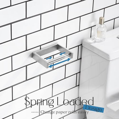 KOKOSIRI Toilet Paper Holder Spring Loaded Bathroom Toilet Roll Holder Wall Mount Stainless Steel Brushed Nickel B2011BR - color: Brushed Nickel, size: Without Shelf