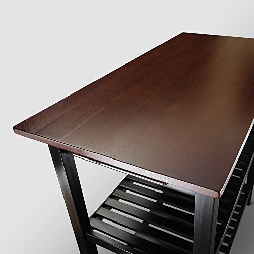Kitchen Island with Solid Wood Top - color: Walnut Top, Black Base (New)