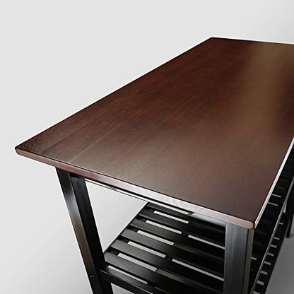 Kitchen Island with Solid Wood Top - color: Walnut Top, Black Base (New)