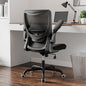 MUXX.STIL Office Chair, PU Leather Ergonomic Desk Chair with Adjustable Lumbar Support and Flip up Armrest, Breathable Mesh Computer Chair for Home Office, Black - color: Nori Black (Pu Leather Seat)