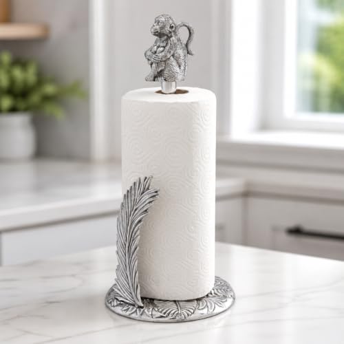 Arthur Court Monkey Paper Towel Holder - Aluminum Safari Design - 15 Inch Tall Countertop Accessory - size: Monkey