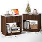 Fluted Nightstand, Night Stand Set 2, 23" Wide Walnut Nightstands Set of 2 with Charging Station & Faux Marble Top, Large Modern End Table with Drawer, Bedside Table for Bedroom Living Room - color: Walnut + Faux Marble Top, size: 1 Drawer（23"W）