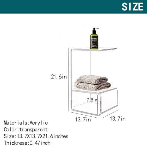 Acrylic End Table for Nightstand,21" H C-Shaped End Table for Living Room,Bedside Table for Bedroom.Side Tables for Living Room for Small Spaces,Clear - size: C Shape-13.7" D x 13.7" W x 21.6" H