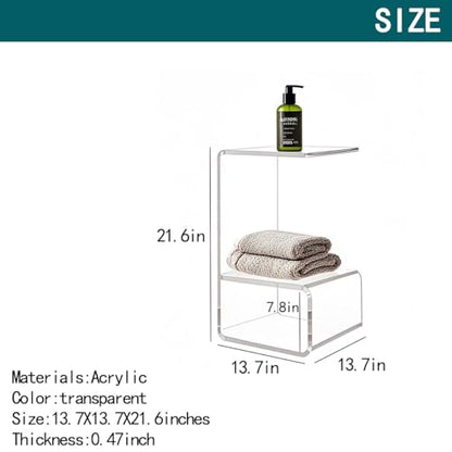 Acrylic End Table for Nightstand,21" H C-Shaped End Table for Living Room,Bedside Table for Bedroom.Side Tables for Living Room for Small Spaces,Clear - size: C Shape-13.7" D x 13.7" W x 21.6" H