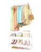 Sakugi Clothes Rack - 29.3" × 12.5" × 59.6" Clothing Rack and Shoe Rack with Anti-Slip Stopper, Large Capacity Rack with 2-Tier Shoe Organizer, Clothes Organizer for Bedroom, Entrance, Laundry, White - color: White