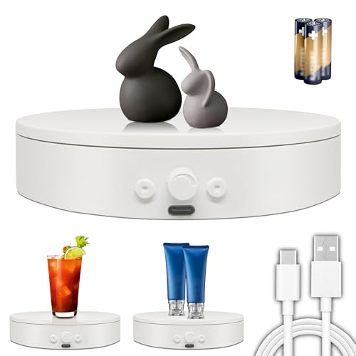 Rotating Display Stand with USB Power Cable, Mute Rotating Turntable 5.9" 11lb Load, Adjustable Speed and Direction, Used for Jewelry, Shoes and Turner Glitter Cups Shooting and Display (5.9"white) - color: 5.9" white