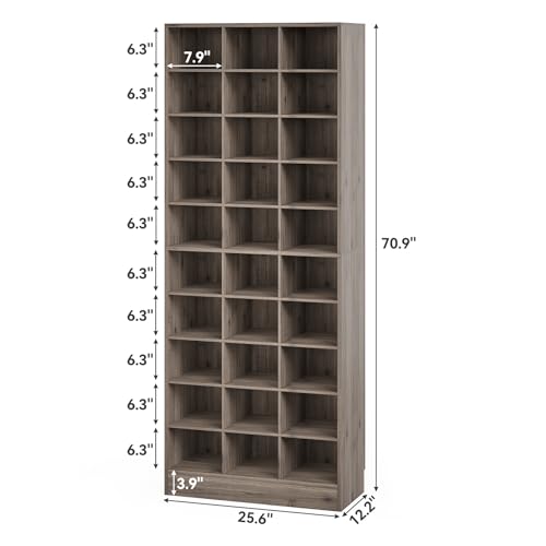 LITTLE TREE 70.9" Tall Shoe Rack, 10-Tier Freestanding Shelf, Max. Store 30 Pairs, Shoe Cabinet Organizer for Living Room, Entryway, Cloakroom, Grey - color: Grey