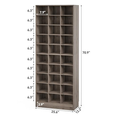 LITTLE TREE 70.9" Tall Shoe Rack, 10-Tier Freestanding Shelf, Max. Store 30 Pairs, Shoe Cabinet Organizer for Living Room, Entryway, Cloakroom, Grey - color: Grey