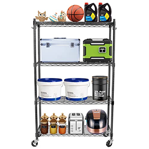 WDT Shelving Storage Units on Wheels Casters, Adjustable Heavy Duty Metal Shelf Wire Storage Rack for Home Office Garage Kitchen Bathroom Organization,36" Wx14 Dx57 H - size: 4Tier 36"W x 14"D x 57"H