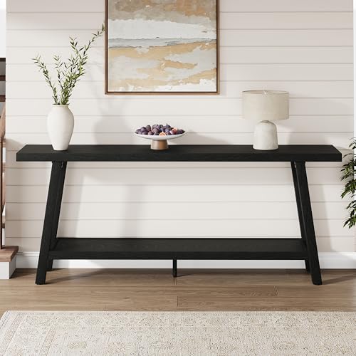 GarveeHome 70.87" Extra Long Console Table, Narrow Sofa Table Behind Couch, Black Entryway Table for Hallway Living Room Foyer, Farmhouse Accent Skinny Table, Black, 70.87" L x 14.02" W - color: Black, size: 70.87"L x 14.02"W x 31.5"H
