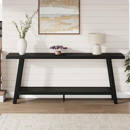 GarveeHome 70.87" Extra Long Console Table, Narrow Sofa Table Behind Couch, Black Entryway Table for Hallway Living Room Foyer, Farmhouse Accent Skinny Table, Black, 70.87" L x 14.02" W - color: Black, size: 70.87"L x 14.02"W x 31.5"H