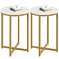 Yaheetech Round End Table Set of 2, 16 in Faux Marble Accent Table, Modern Side Table with Marble Top and Metal Frame, Coffee Table Telephone Table for Living Room/Small Space, Gold - color: Gold