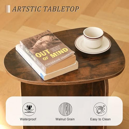 AWASEN Side Table, Small Triangle End Table Living Room, Rustic Brown | Modern Accent Table with Unique Tabletop, Mini Bedside Table for Small Spaces - color: Rustic Brown
