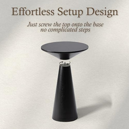 COZAYH Farmhouse Pedestal Small End Table Round Martini Table Wood Plant Stand Rustic Drink Table for Small Space Living Room, Bedroom, Black - color: Balck