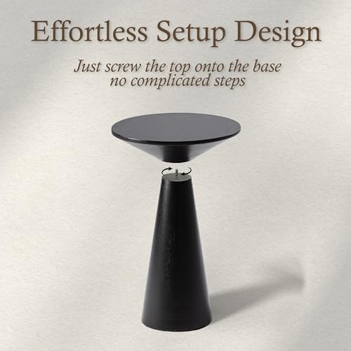 COZAYH Farmhouse Pedestal Small End Table Round Martini Table Wood Plant Stand Rustic Drink Table for Small Space Living Room, Bedroom, Black - color: Balck