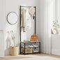 Hall Tree with Bench and Shoe Storage, 3-in-1 Coat Rack, Freestanding Wooden Coat Rack with Shoe Bench with Metal Frame, 3-Tier Storage Shelf and 9 Removable Hooks, Greige - color: Greige