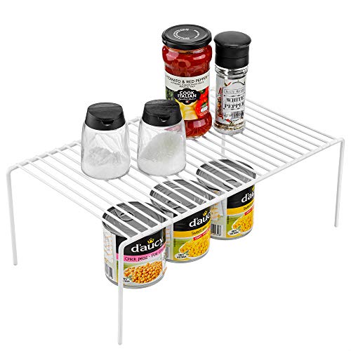 Redrubbit Large (15.7 x 9.4 Inch) Cabinet Storage Shelf Rack, Set of 6, Rustproof, Minimalist, White, Metal Steel, 6 Shelves, Kitchen, Bathroom, Bedroom, Freestanding, No Assembly Required - color: White