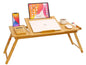 Lap Desk COIWAI Laptop Table Bamboo Writing Eating Bed Tray Adjustable Angle Height Foldable Desk Tray with Tablet Slot Drawer Breakfast Coffee Tea Table for Sofa Couch Floor Large Size - size: 28.8" *13.4" Height&Angle adjust