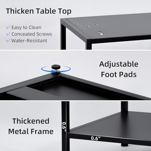 HDANI 47.2 Inch Metal Console Table with 3 Tier Strage Shelves,Narrow Entryway Table,Modern Sofa Tables for Entryway, Living Room,Bedroom,Black - color: Black, size: 47.24×11.81×31.5in