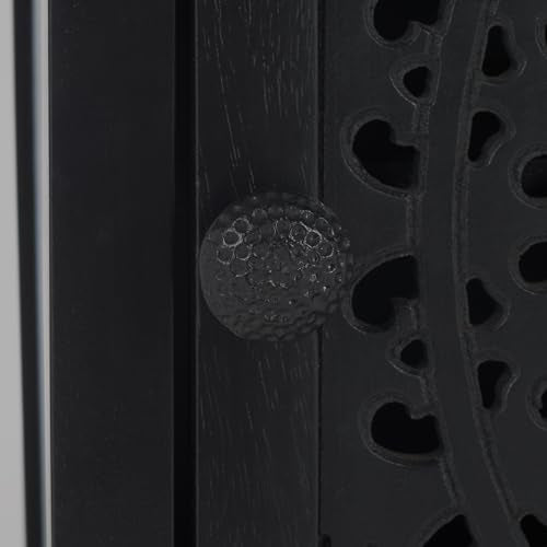 SAFAVIEH Furniture - Thea 1-Door Carved Nightstand - Black - Mango Wood - Artisan Global Design - Ideal for Bedroom, 20" W x 14" D x 26" H - Fully Assembled (NST5300D) - color: Black