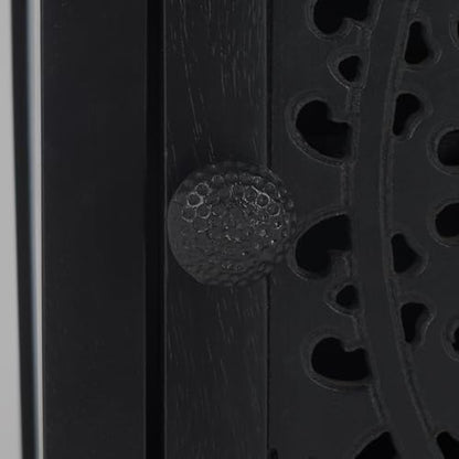 SAFAVIEH Furniture - Thea 1-Door Carved Nightstand - Black - Mango Wood - Artisan Global Design - Ideal for Bedroom, 20" W x 14" D x 26" H - Fully Assembled (NST5300D) - color: Black