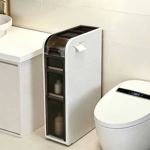 3-Tier Bathroom Floor Cabinet, Narrow Bathroom Storage Cabinet, Mobile and No Installation Required, Perfect for Small Space Laundry Rooms, Toilet Areas, and Living Room Gaps - style: 3-Tier