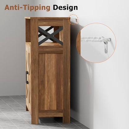 Homhedy Farmhouse Bathroom Storage Cabinet with 2 Doors, Toilet Paper Cabinet with Adjustable Shelf, Small Bathroom Cabinet for Kitchen/Laundry/Living Room, 11.8 x 23.6 x 31.5 Inches, Rustic Walnut - color: Rustic Walnut