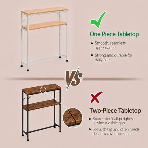 2-Tier Dining Table Side Rack, Narrow Kitchen Table Extension Shelf for Small Dining Table, Space Saving Storage Organizer for Small Kitchen Table for 2/4