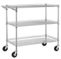 Finnhomy 3 Tier Heavy Duty Commercial Grade Utility Cart, Wire Rolling Cart with Pushing Handle Bar, Steel Metal Kitchen Service Trolly with Wheels, Shelf Size 18" D x 36" W, NSF, Chrome - size: 36"L x 18"W x 35.4"H-3 Tier, style: Chrome Cart