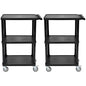 Pearington 3-Tier Compact Multi-Purpose Utility Cart with Lockable Wheels and Ergonomic Handle, Black, 2 Pack - size: 2 Pack