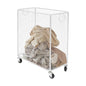 Laundry Hamper with Wheels, Rolling Laundry Basket Cart, Rectangular Metal Mesh Clothes Hamper with Metal Pull Handle for Laundry Room and Bedroom, White, 16.9" x 9" x 17.7" - color: White, size: 26.77 x 21.5 x 26in